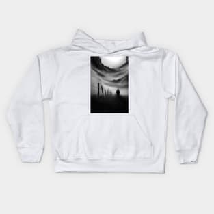 Going Nowhere Black and White Abstract Illustration Kids Hoodie